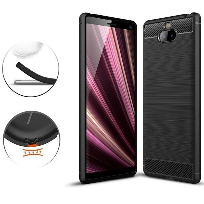 Juodas silikoninis carbon dėklas (Sony Xperia 10 Plus) Juodas silikoninis carbon dėklas (Sony Xperia 10 Plus)